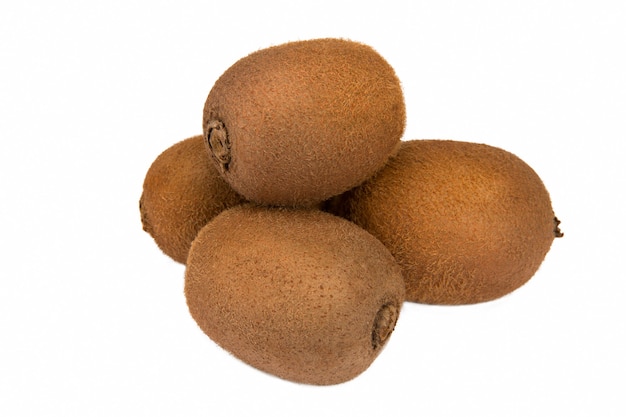 Pyramid of ripe brown kiwi fruit