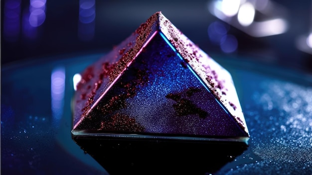 a pyramid shaped object with red powder