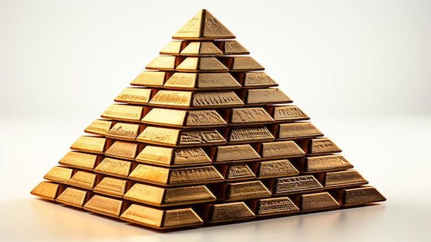 Foto piramide di monete d'oro impilate