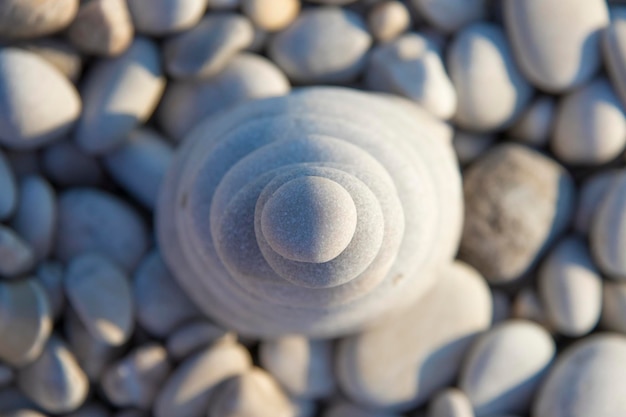 Pyramid of stones on the beach