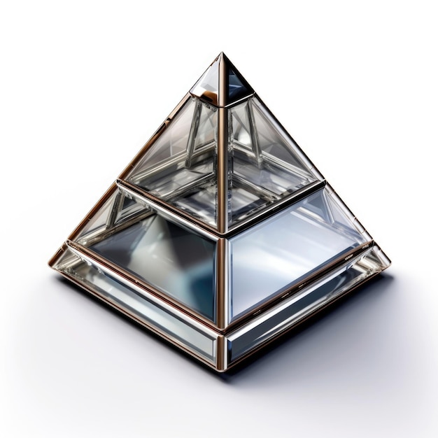 A pyramid with clear glass in the middle.