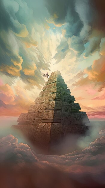 Photo a pyramid with a person on the top of it