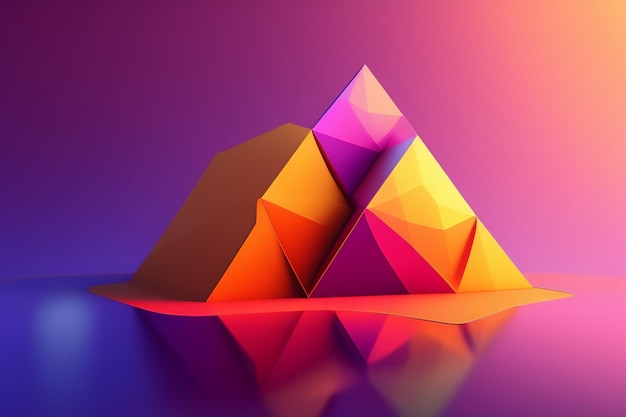 Photo a pyramid with a purple background