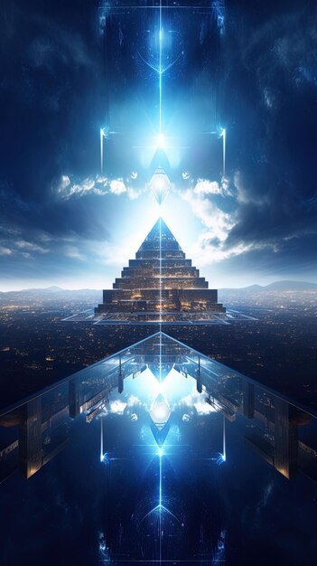 Photo a pyramid with a pyramid in the middle of it