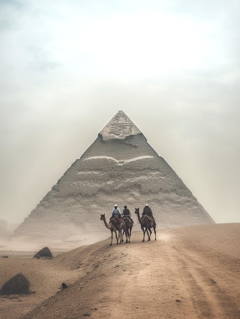 Foto le piramidi sono mostrate in piedi in un deserto