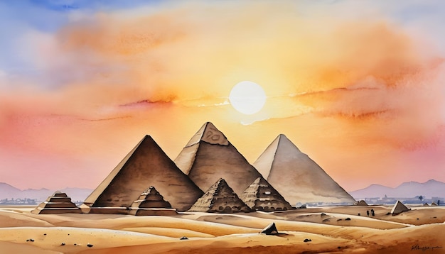 Pyramids of Giza at Dawn