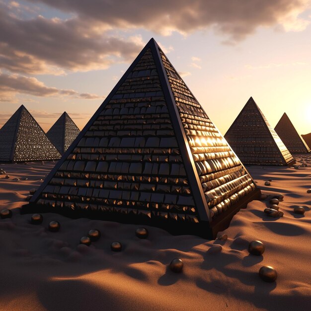 pyramids located on deserted ground