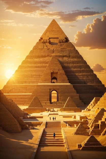 夕暮れ時のピラミッドのピラミッド