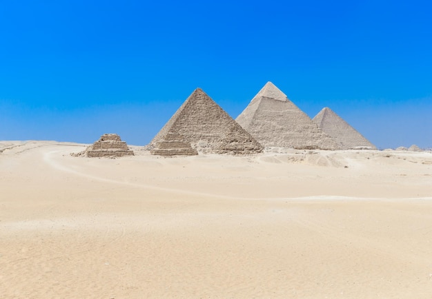 Pyramids with a beautiful sky of Giza in Cairo Egypt