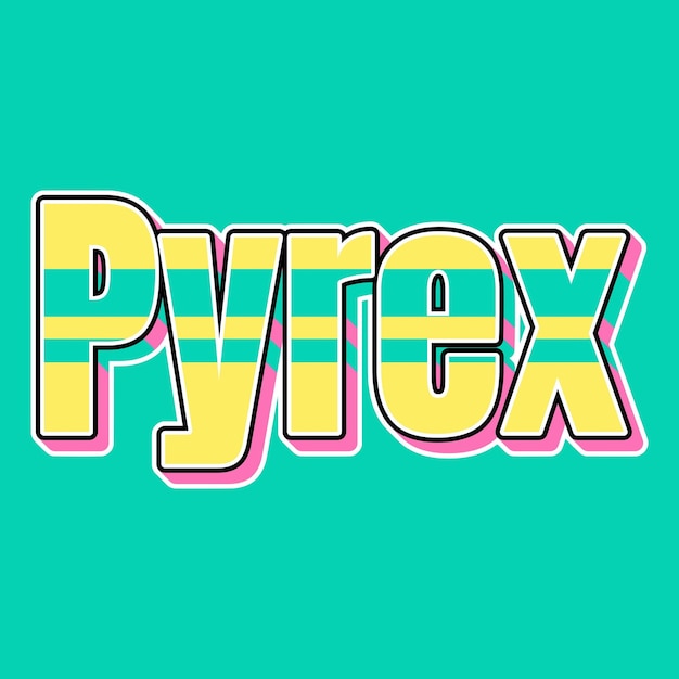 Pyrex Typography Vintage 90's 3D-ontwerp gele roze tekst achtergrondfoto jpg