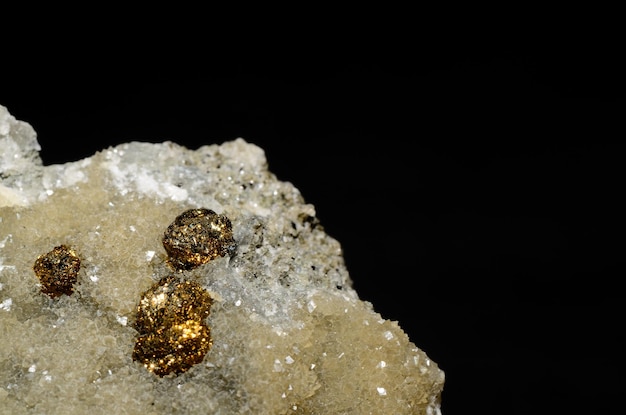 Pyrite balls on calcite