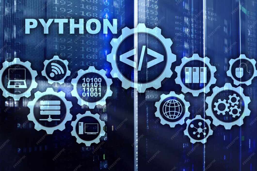 Premium Photo | Python programming language on server room background ...
