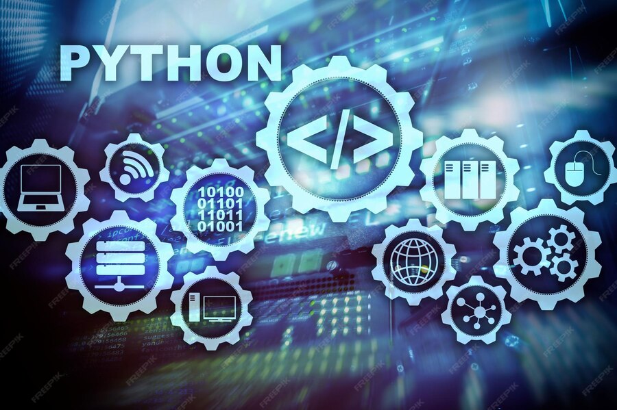 Premium Photo | Python programming language on server room background ...
