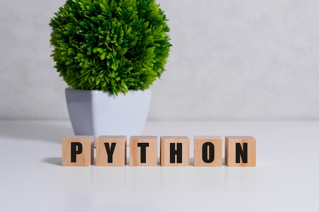 python programming language word concept. qa concept.
