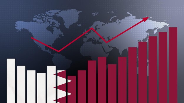 Qatar bar chart graph with ups and downs increasing values