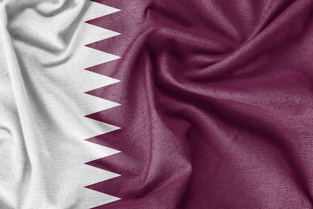 Фон флага страны Катар реалистичная шелковая ткань