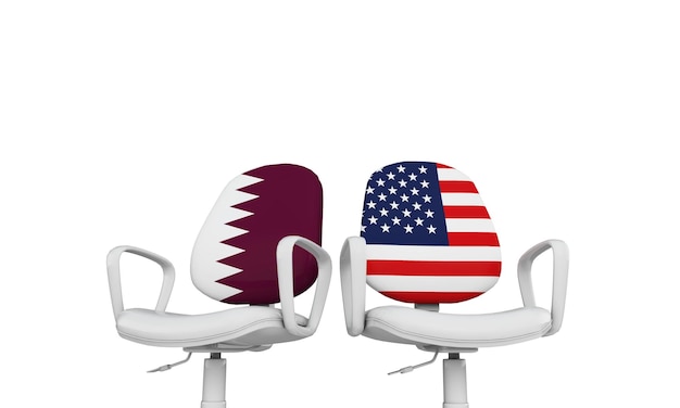 Qatar en USA business stoelen International relatie concept 3D Rendering