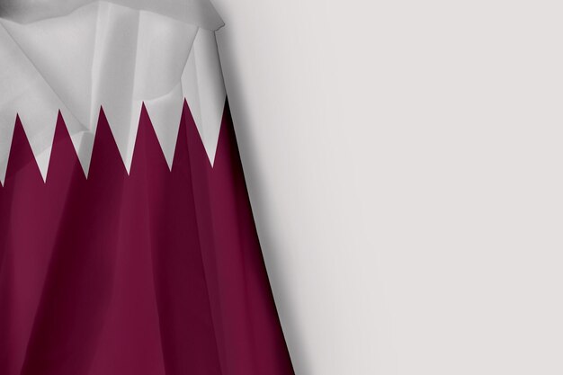 Qatar flag 3d rendering waving negative space with satin waving texture abstract backgrounds