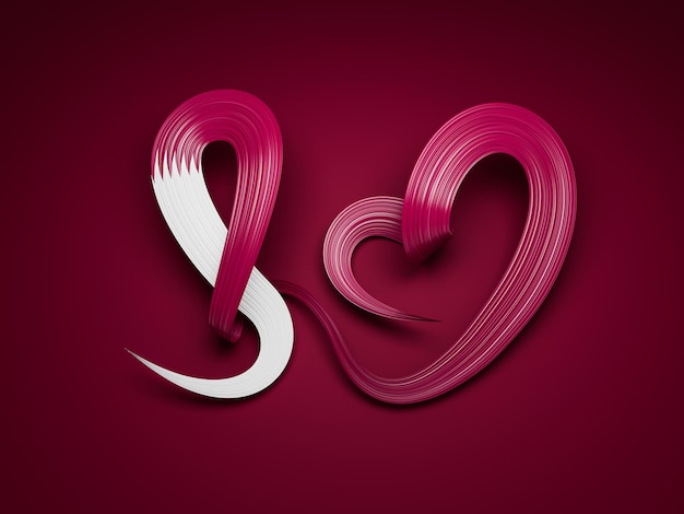 Qatar flag heart shaped wavy ribbon Qatar 3d illustration