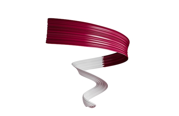 Photo qatar flag ribbon twisted spiral 3d illustration on isolated background