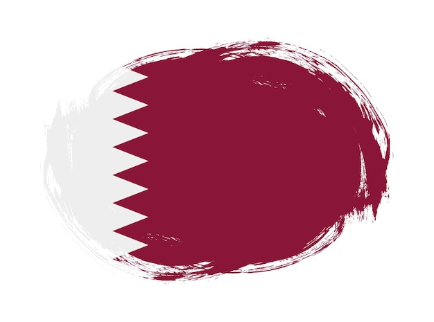 Qatar flag in rounded stroke brush background