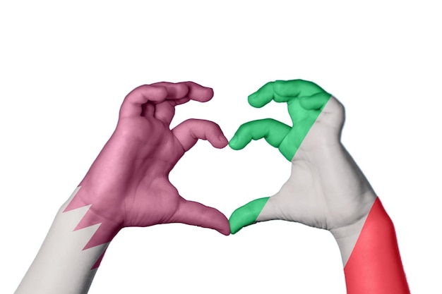 Qatar Italy Heart Hand gesture making heart