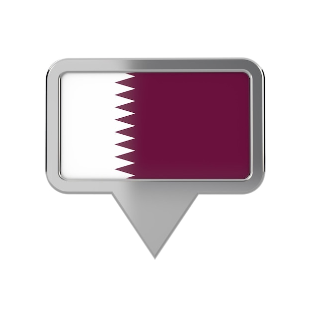 Qatar vlag locatiemarkeringspictogram 3D-rendering