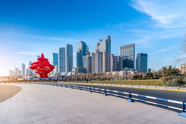 Qingdao city centre building landscape and urban skyline