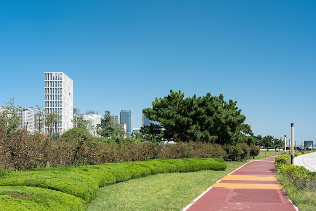 Vista sulla strada della costa della città di qingdao