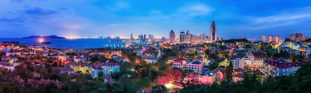 Qingdao's beautiful coastline and architectural landscape skyline