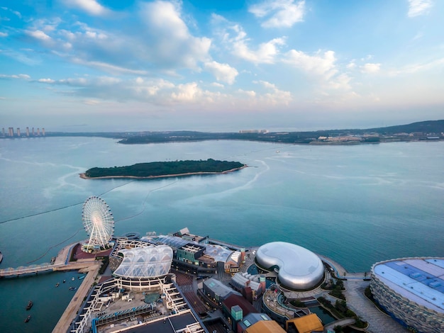 Qingdao west coast city skyline aerial photography