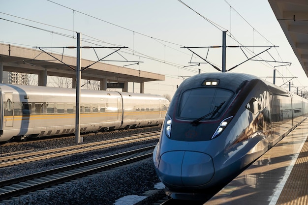 qingdaochinafeb16th 2024 chinese made high speed train arrived in station