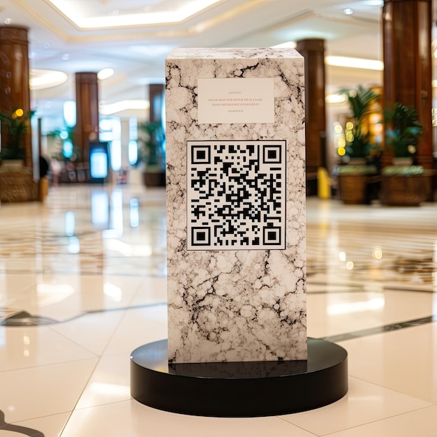 Photo a qr code mockup displayed in a shopping mall