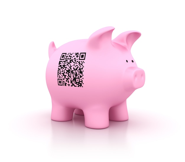 QR Code on Piggy Bank