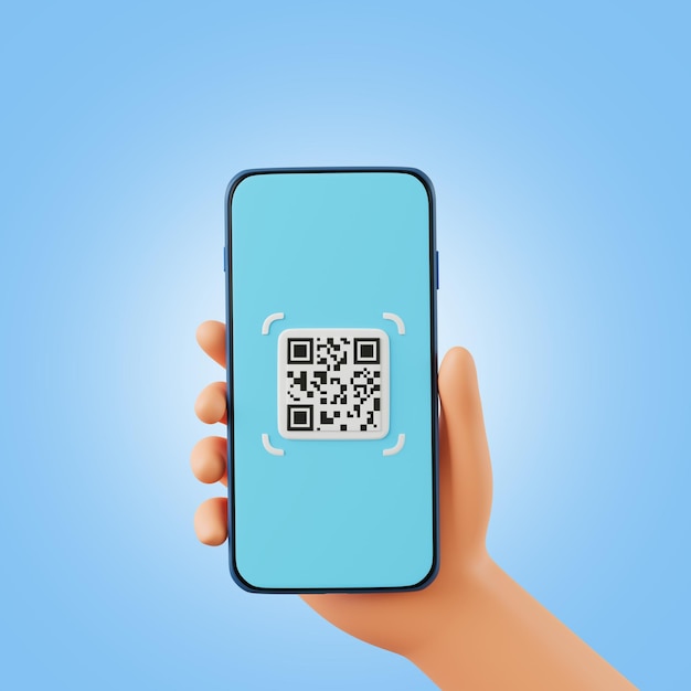 QR code scanning icon in smartphone QR code for payment or certification validate 3D render