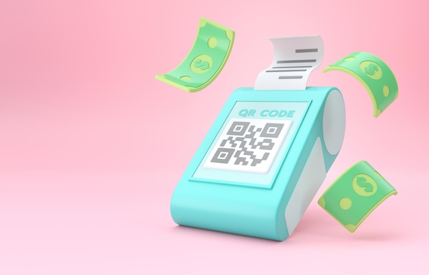 QR POS Payment 3D Illustration