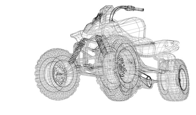 Quad bike, motorcycle,  3D model body structure, wire model