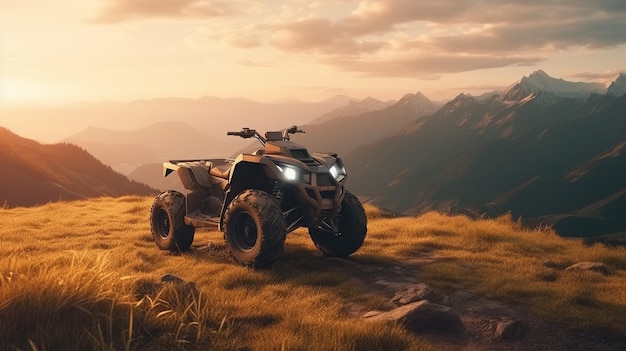 Quad bike on the mountain Generative Ai