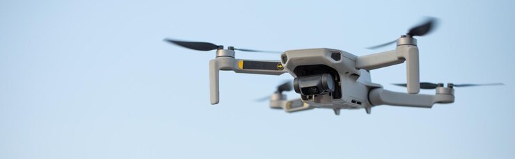 Quadcopter on the background of the sky