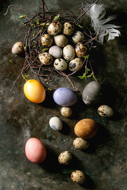 Quail Easter eggs in nest