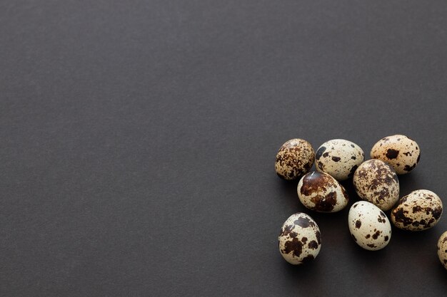 Quail eggs on a background Natural products Place for text Fresh quail eggs