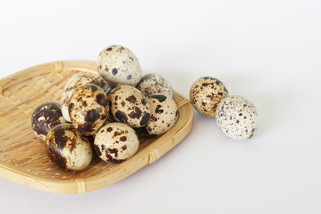 Quail eggs in the basket