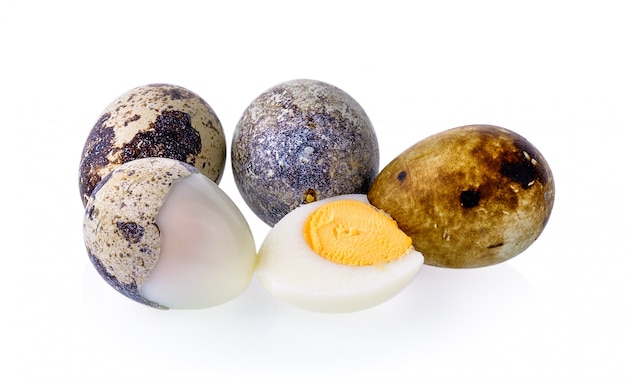 Quail eggs isolated on white