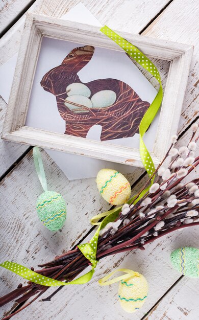 Quail eggs and willow, Easter symbol 