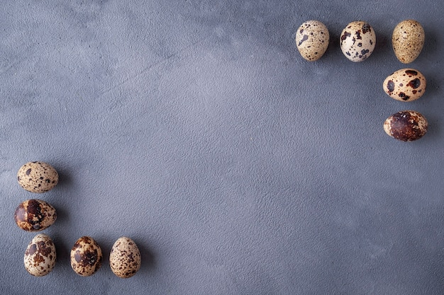 Quail eggs with text space top view