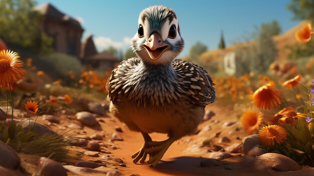 Quail running in the african plains