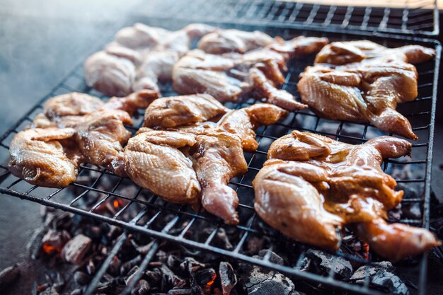 Quails on the grill.