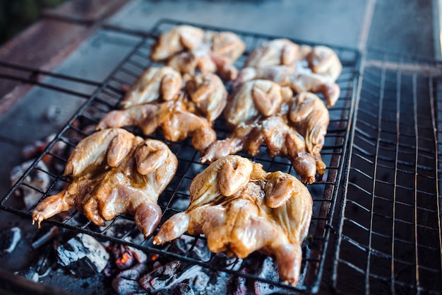 Quails on the grill.