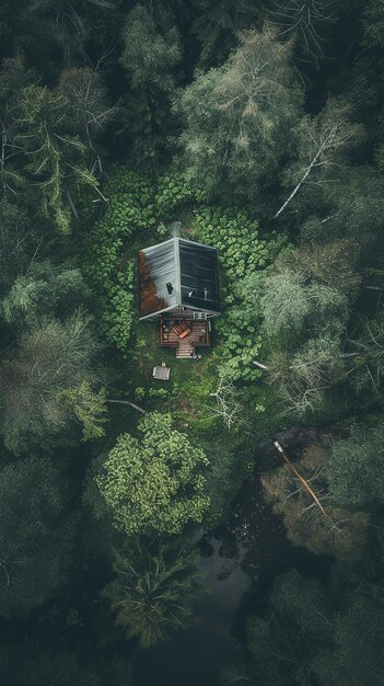 Photo a quaint cabin nestled in the lush