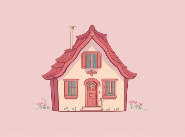 Quaint Charm Old Cute House Isolated Illustration